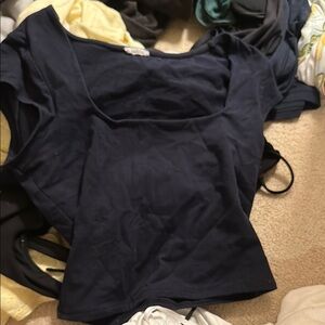 Garage Navy Square neck Crop Top